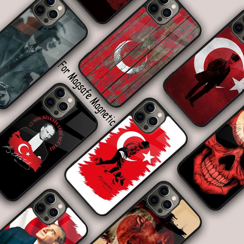

Turkish Ataturk Flag Magnetic Phone Case For APPLE iPhone 17 Air 16 14 13 12 Pro Max 15 Plus Wireless Charge With MagSafe Cover