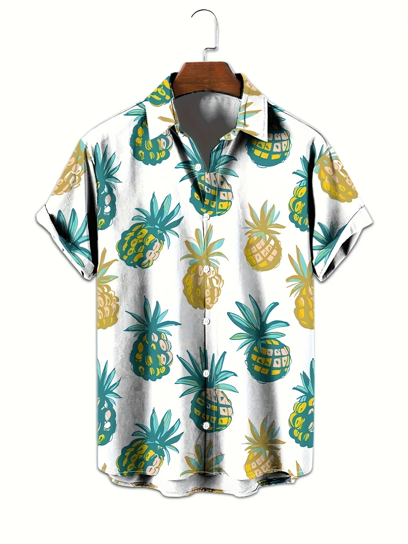 

Summer Fashion Men's Casual Shirt 3D Print Fruits Pineapple Graphic Lapel Short Sleeve Shirts Loose Beach Seaside Quick Dry Tops