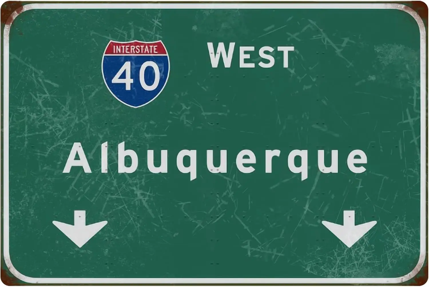 Bakaevsm Tin Sign Vintage West Albuquerque Interstate 40 Direction Sign Indication Sign Metal Sign Airport Highway Bar Club Wall