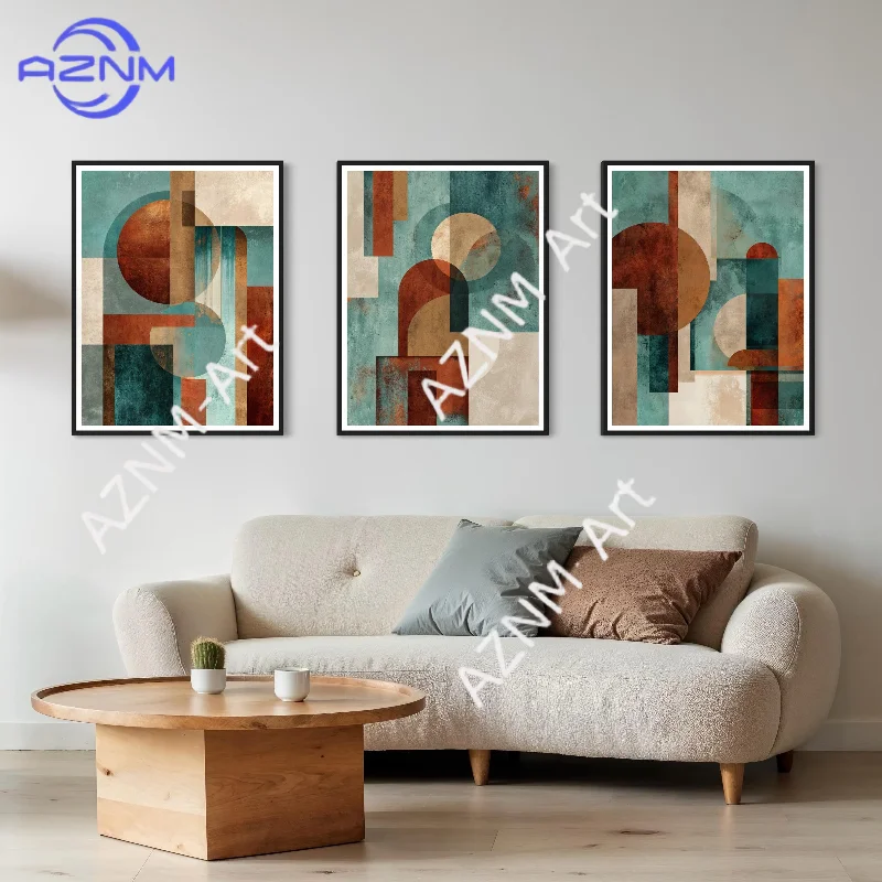 1/3Pcs Geometric Abstract Art Trio  Modern Mid Century Wall 