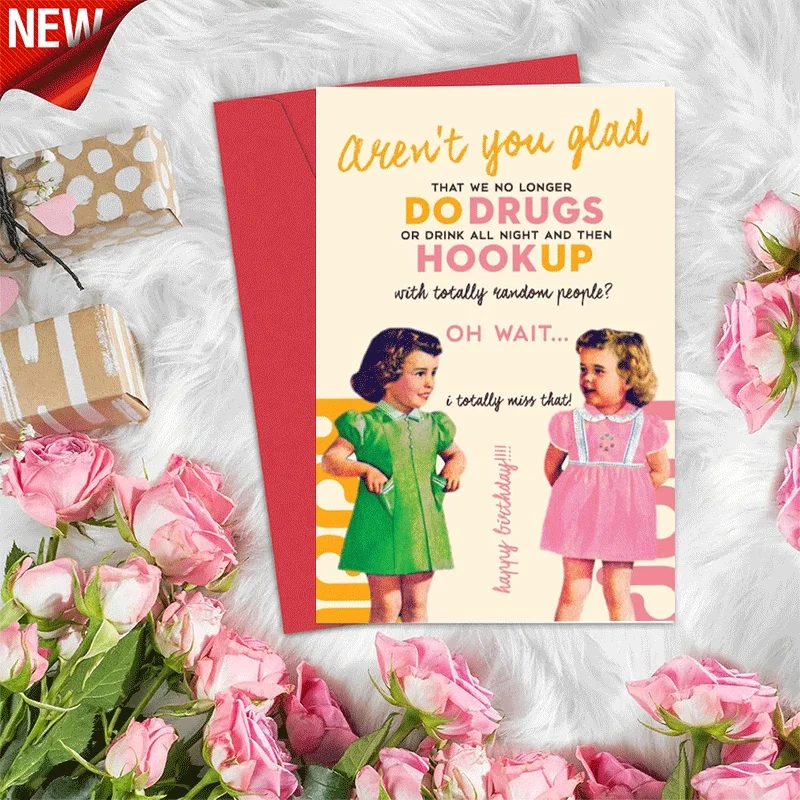 

Funny Birthday Card, Retro Nostalgic Greeting Card for Friend, Humorous Party Card for Adults