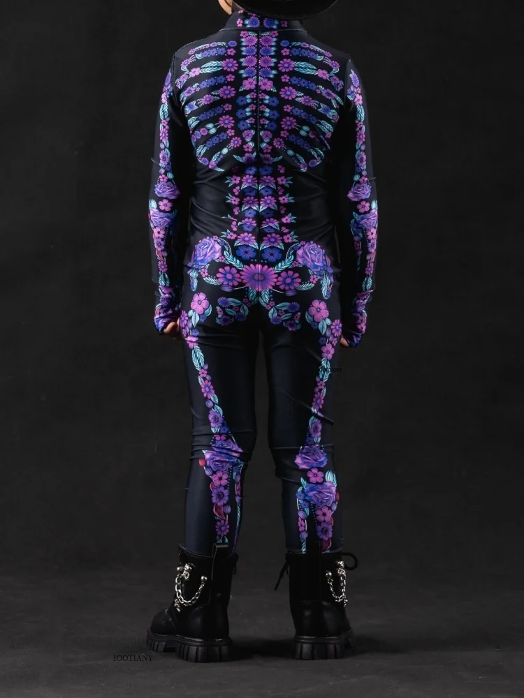 Halloween-Skelett-Horror-Geister-Kostüm für Kinder, Ganzkörperanzug für Karneval, Party, Bühnenaufführung, Rollenspiel, Feiertags-Zentai-Anzug – Detail 24