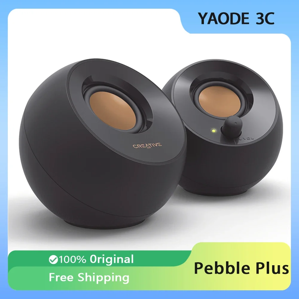 Creative Pebble Plus 2.1 Speaker Subwoofer 3D Surround USB Wired Mini Speaker Multi-Media Accessory for Computer Desktop Gamer