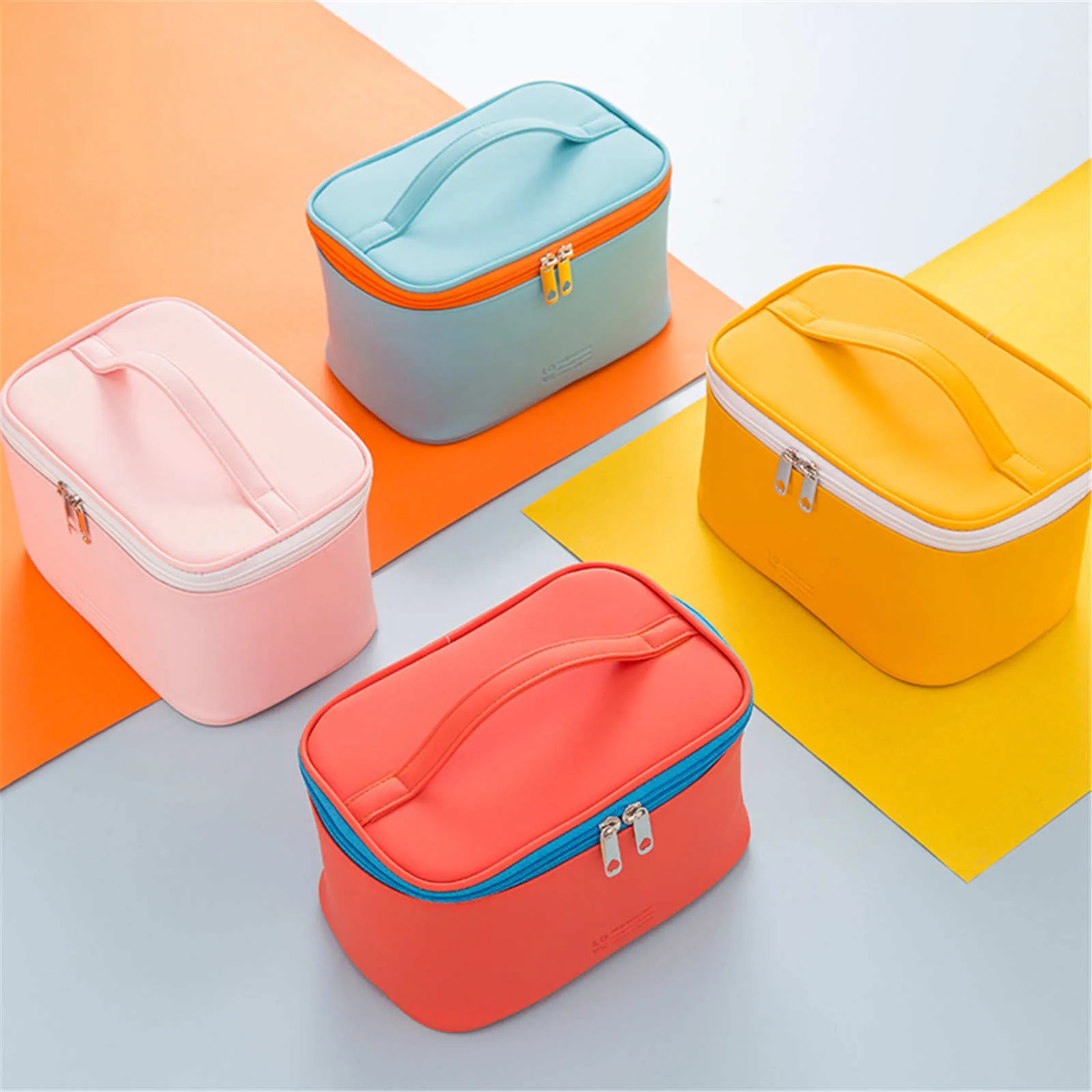 Color Portable Cosmetic Bag Portable Cosmetic Case Large Capacity Cosmetic Storage Box Portable Small item storage