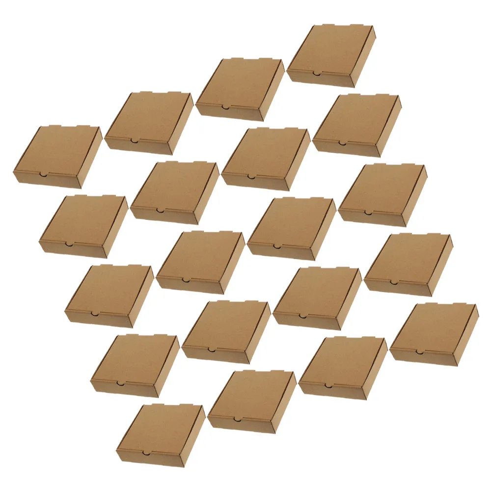

20Pcs Kraft Corrugated Pizza Boxes Square Flat Takeout Boxes Pizza Food Containers Takeaway Containers for Cake Cookies