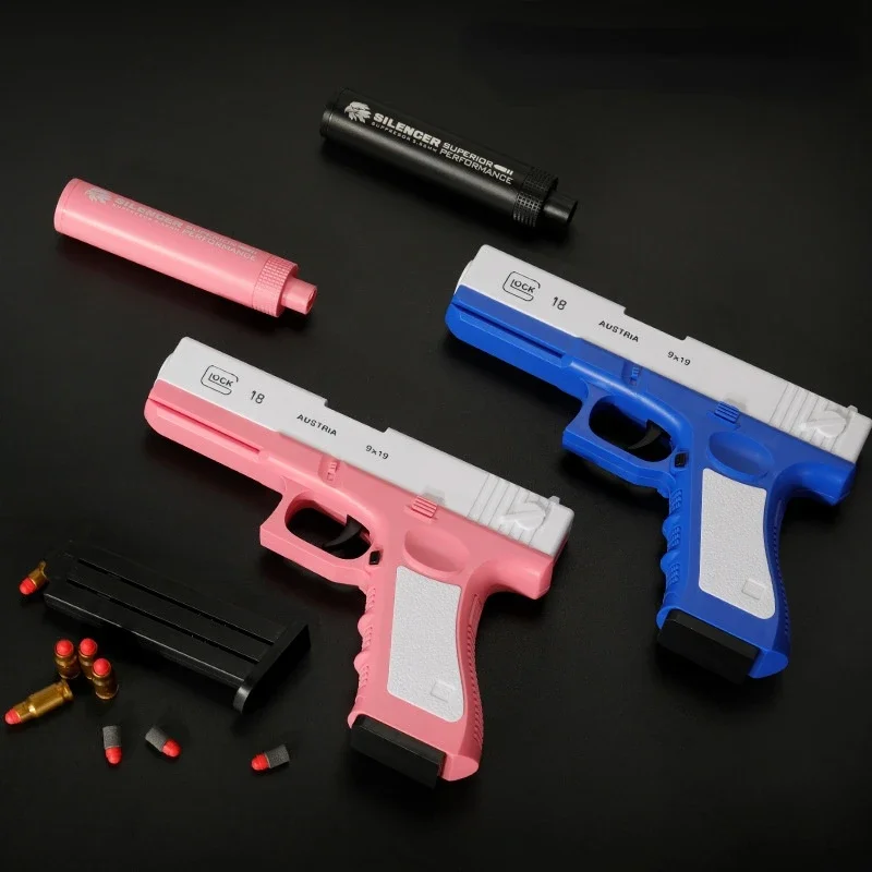 

New Glock Toy Pistol Plastic EVA Foam Darts Bullets Gun Simulation Model Pistol Beginner Aim Train Handgun Air Gun Boys DIY Gift