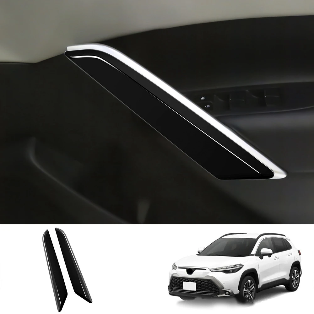 2Pcs Glossy Black Car Inner Door Handle Trim Pull Grab Panel Handle Cover for Toyota Corolla Cross 2021 2022 RHD