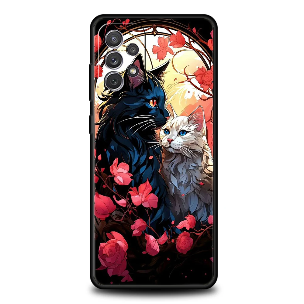Fashion Lovely Cats Phone Case for Samsung Galaxy A15 A14 A25 A54 A34 A51 A71 A72 A73 A32 A52 A52S A11 A21S A31 A41 5G TPU Shell