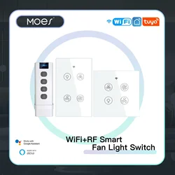 MOES New WiFi RF Smart Ceiling Fan Light Control Smart Life/Tuya APP RF Remote Speed Control Alexa Google Home Compatible