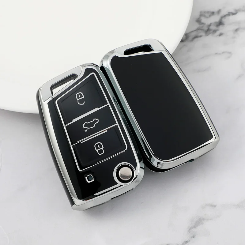 TPU Car Key Case Full Cover For VW Volkswagen Golf 7 MK7 Tiguan MK2 For SEAT Ateca Leon FR 2 Ibiza For Skoda Octavia Accessories