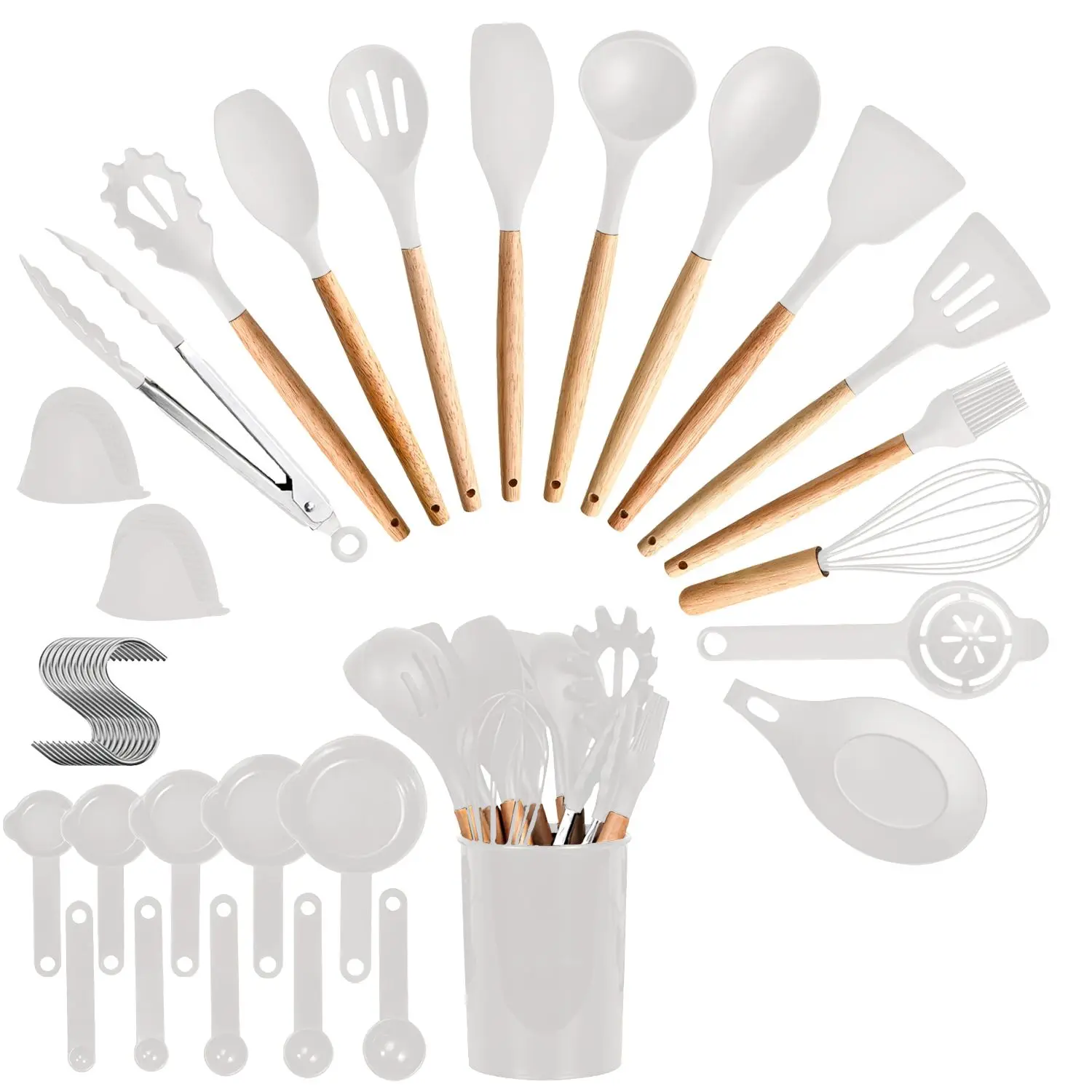 

For For 35Pcs Kitchen Cooking Utensils Set Spatula Set Baking Utensil Set Kitchen Accessories Necessities with Holder Egg Whisk