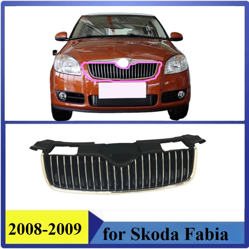 for Skoda Fabia 2012 2013 2014 Car Styling Auto Mesh Mask Cover Front Bumper Racing Grille Grill Fit