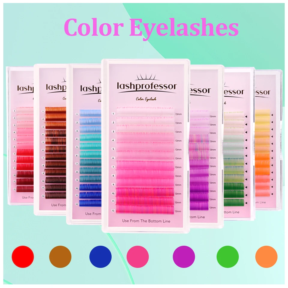 Colored Classic Eyelash High Quality False Eyelash Natural Soft Purple Pink Brown Blue Yellow Lashes Extension For Color Lashes