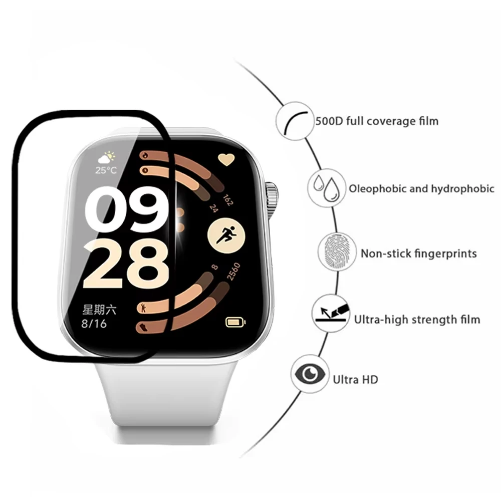 لساعة Xiaomi Redmi 6 ملحقات الفيلم واقي للشاشة منحني من مادة البولي يوريثان عالي الدقة طبقة تغطية شفافة مضادة للخدش لفيلم Redmi Watch6