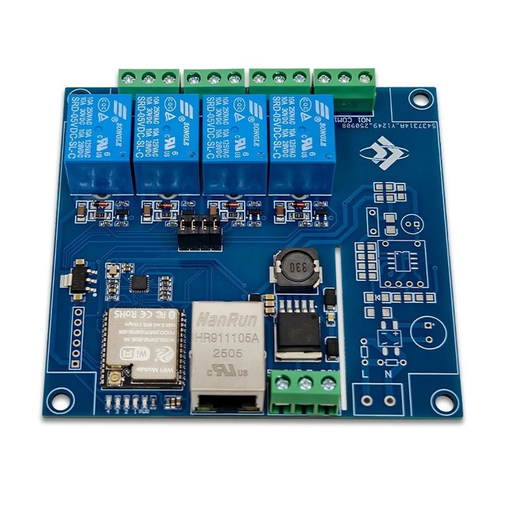 

ESP32 Modbus TCP 4-Channel Relay Module Development Board DC5V/7-24V Power Equipped with 100Mbps Wired Network Port