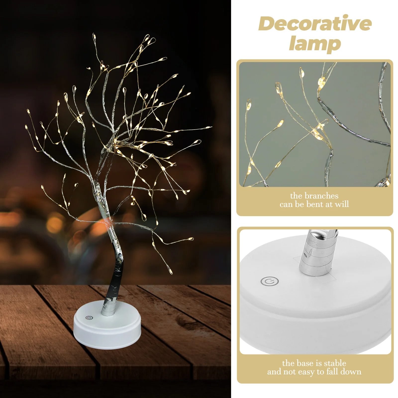 

1pc Led Tree Leaf Night Lamp Decorative Table Light No Energy Saving Durable Firework Light For Bedroom Party Home