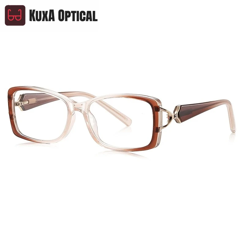 KUXA نمط جديد شخصية هندسية مربع تصميم الأزياء المرأة مكافحة نظارات الضوء الأزرق تخصيص وصفة طبية LS201