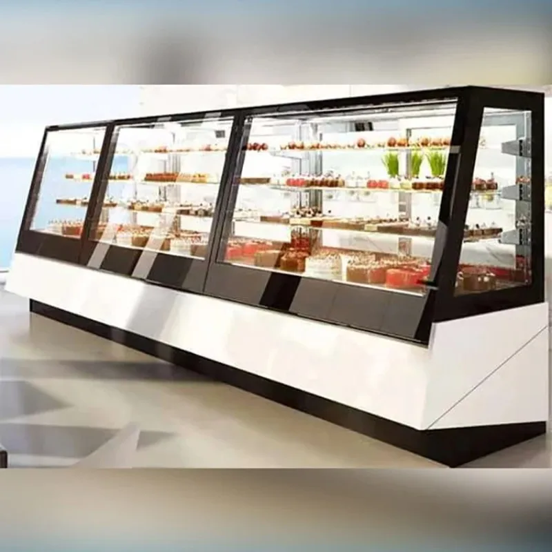 مبردات تجارية سريعة للوجبات الخفيفة، مبرد باب زجاجي مفتوح للاستخدام في السوبر ماركت لعرض كعكة الآيس كريم