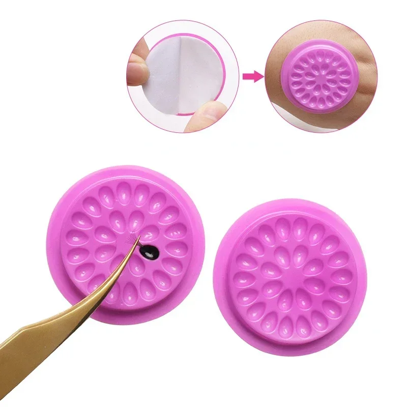 100 Pcs 속눈썹 연장 메이크업 도구 속눈썹 홀더 스티커에 대 한 다채로운 일회용 플라스틱 팔레트 접착제 접착제