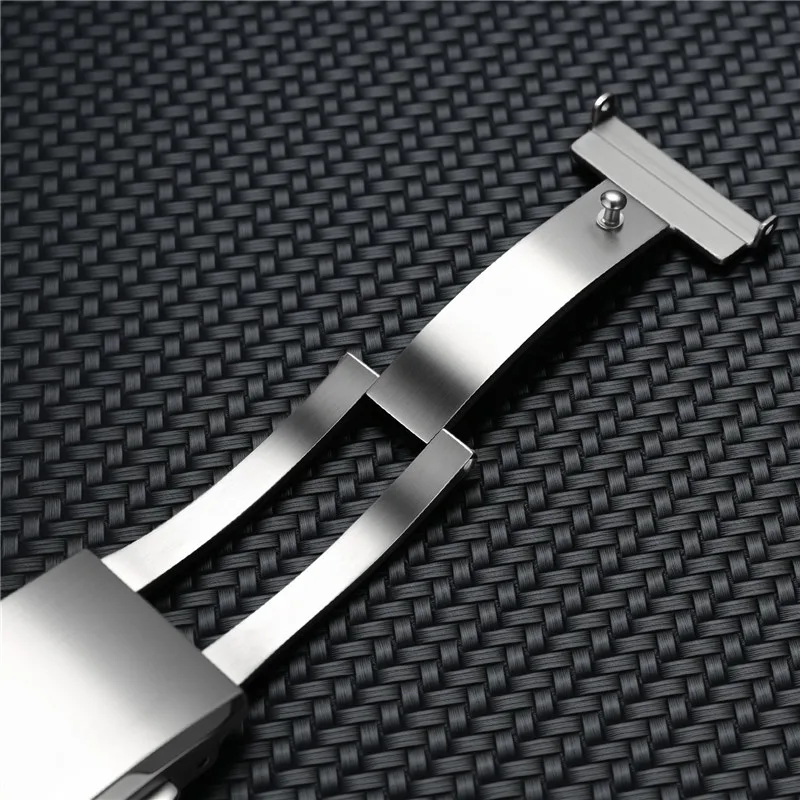 16mm 18mm 20mm 22mm 316L Solid Stainless Steel Brushed Folding Safety Buckle Double Push Extendable Adjustable Watch Band Clasp image 6