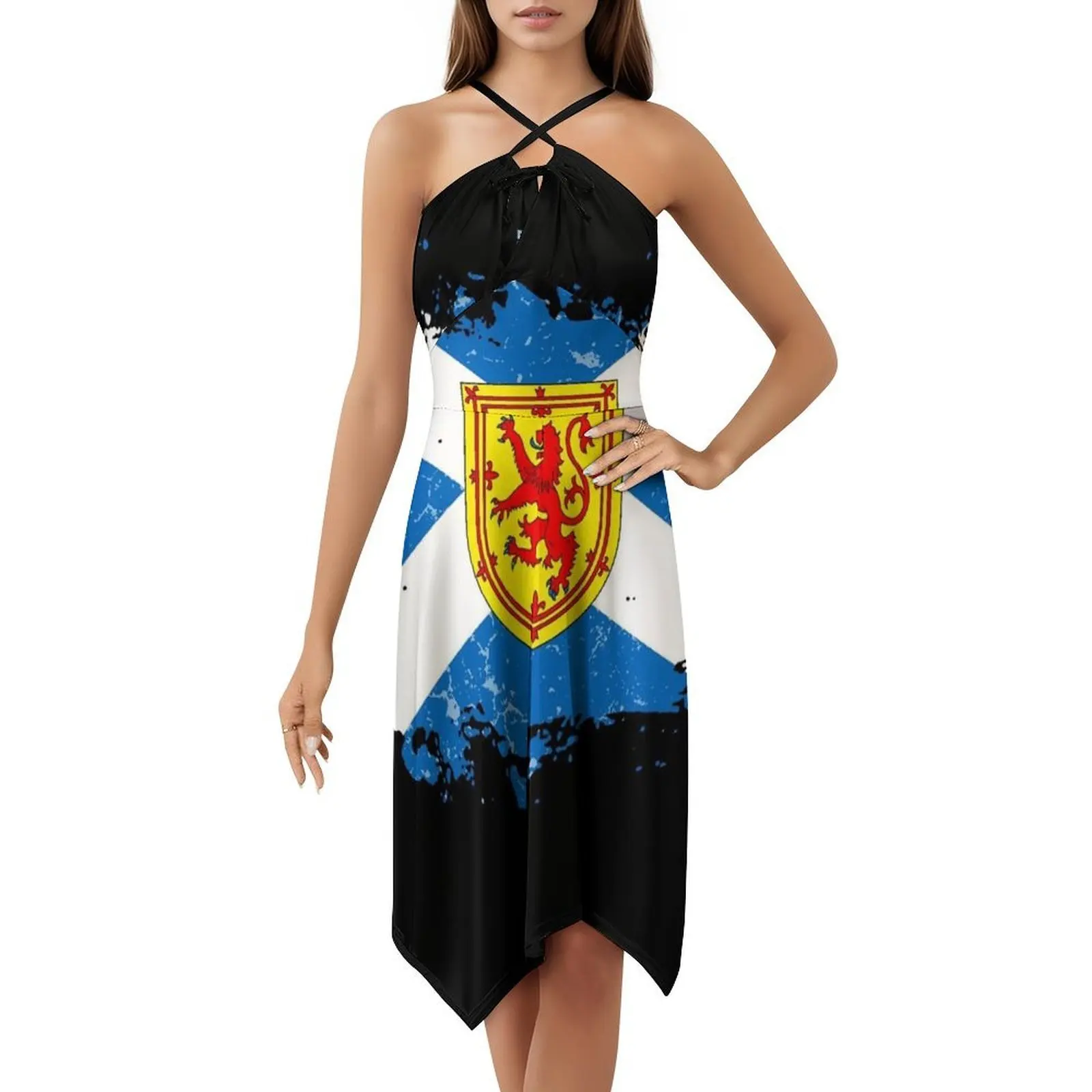 Герб Шотландии, женское элегантное праздничное платье, платье трапециевидной формы с короткими/длинными/без рукавов, шотландский флаг, Шотландии