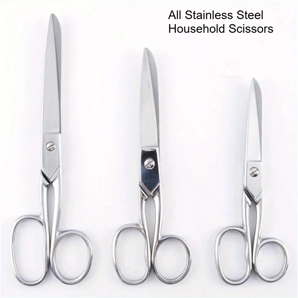 All Stainless Steel Household Scissors Sharp Precision Cutting Small Metal Scissor For Craft Fabric Paper Office Hair Trimming
