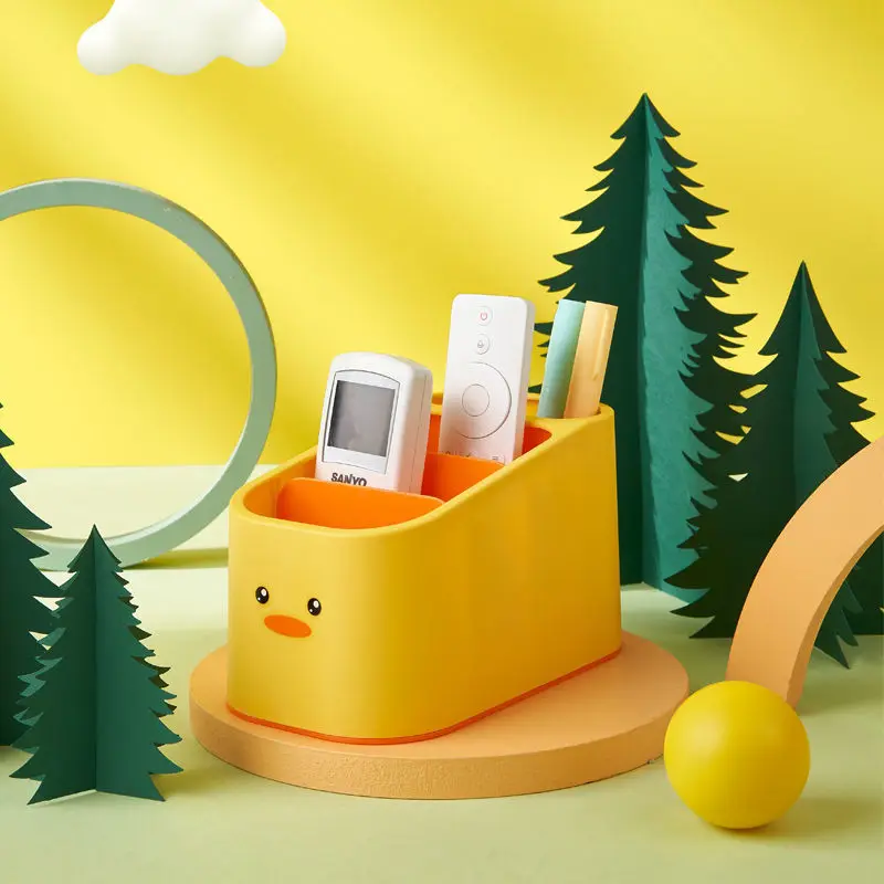 Cute Storage Box TV Air Conditioner Remote Control Stationery Organizer Bucket Ruler Scissors Pen Phone Holder Office Desk Case