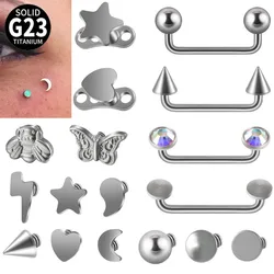 1PC G23 Titanium Surface Piercings Heart/Cz Staple Dermal Anchor 14G Internal Threaded Cone Micro Dermal Anchors Bar Jewelry