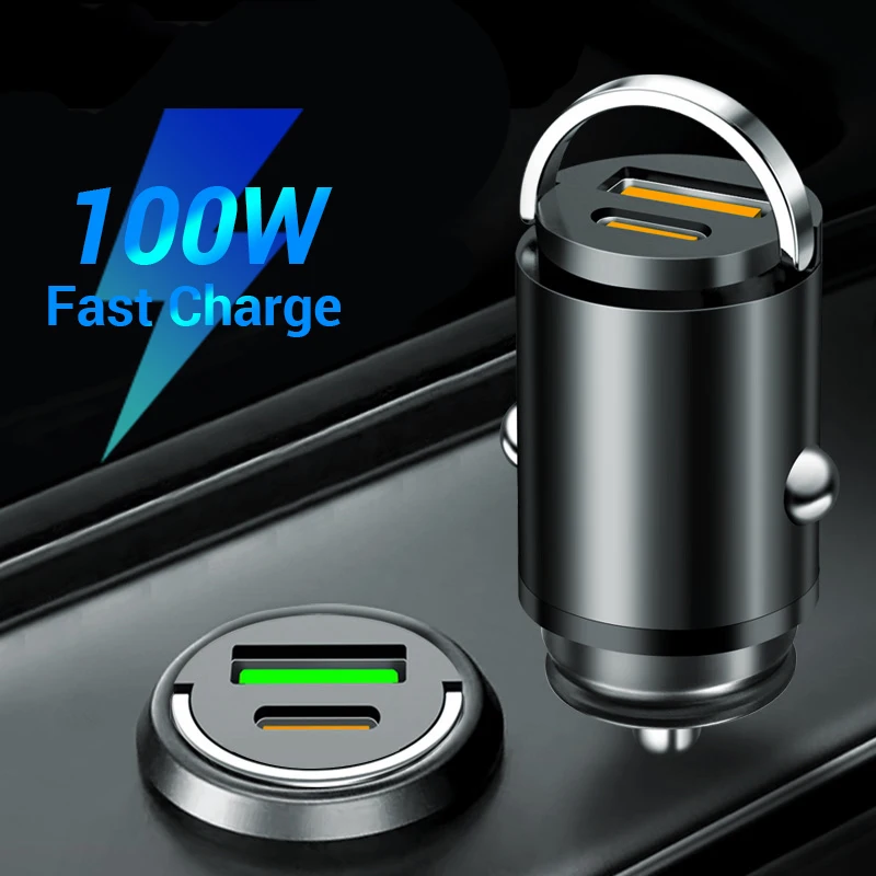 30 W Dual-USB-Autoladegerät Mini-USB Typ C Autotelefon-Ladegerät QC3.0 Schnellladeadapter für iPhone 16 15 14 Xiaomi Huawei Samsung