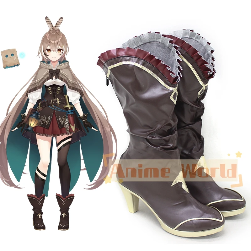 Nanashi Mumei Braune Schuhe Cosplay Stiefel Halloween Karneval Stiefel Nach Maß