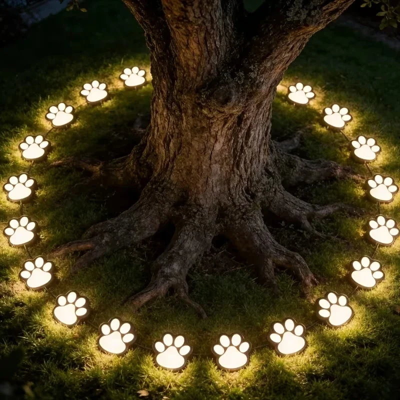 Solar LED Cat Paw Garden Lamp 4pcs, Animal Claw Print Lawn Lights, Outdoor Pathway Yard Patio Decor for Christmas Holiday