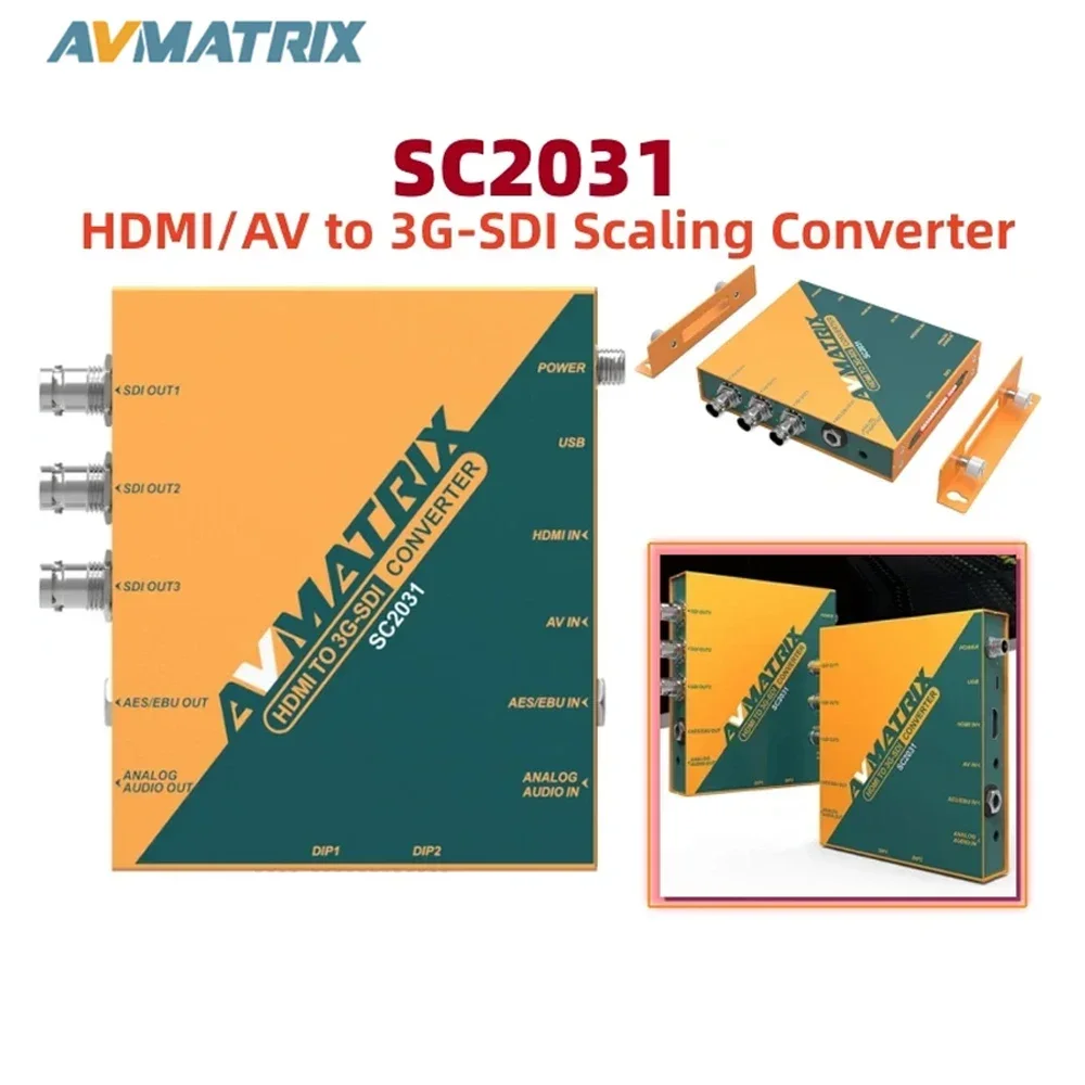 

AVMATRIX SC2031 HDMI-compatible/AV to 3G-SDI Scaling Converter with AES/EBU Analog Audio Output