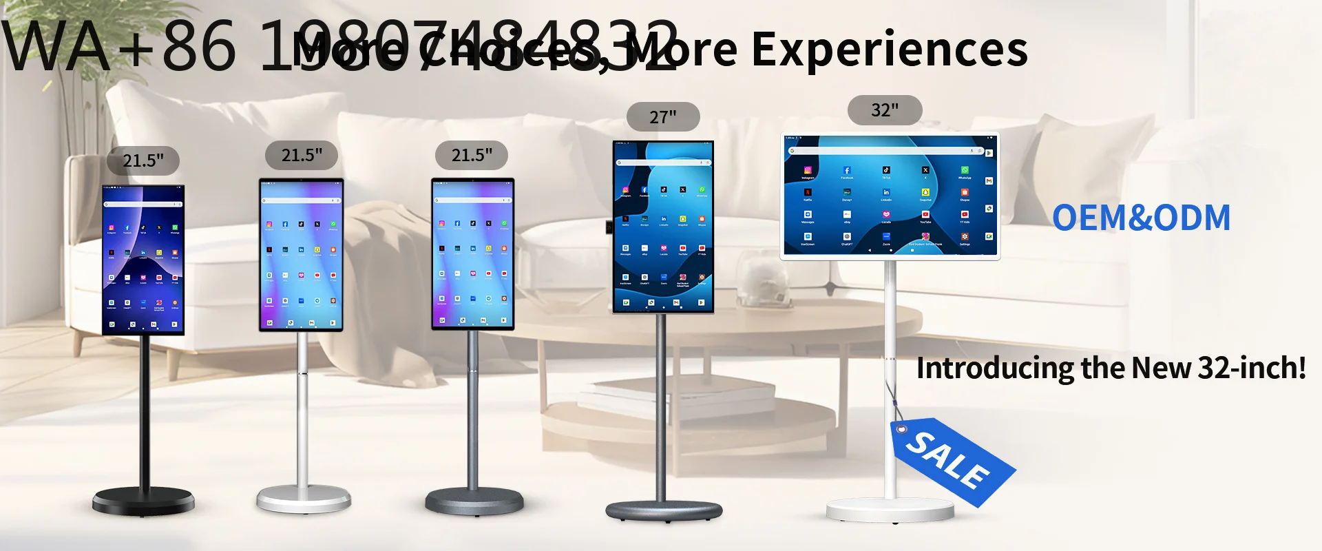 

32 Inch MegPad Portable TV Touchscreen , 1080p Portable Stand Lcd Display, Interactive Large Electronic Tablet Pc on Wheel