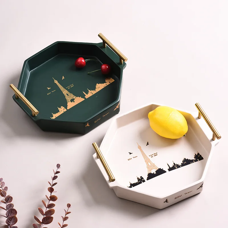 

Nordic light luxury jewelry storage tray room bedroom cosmetics creative desktop storage tray fruit plate snacks
