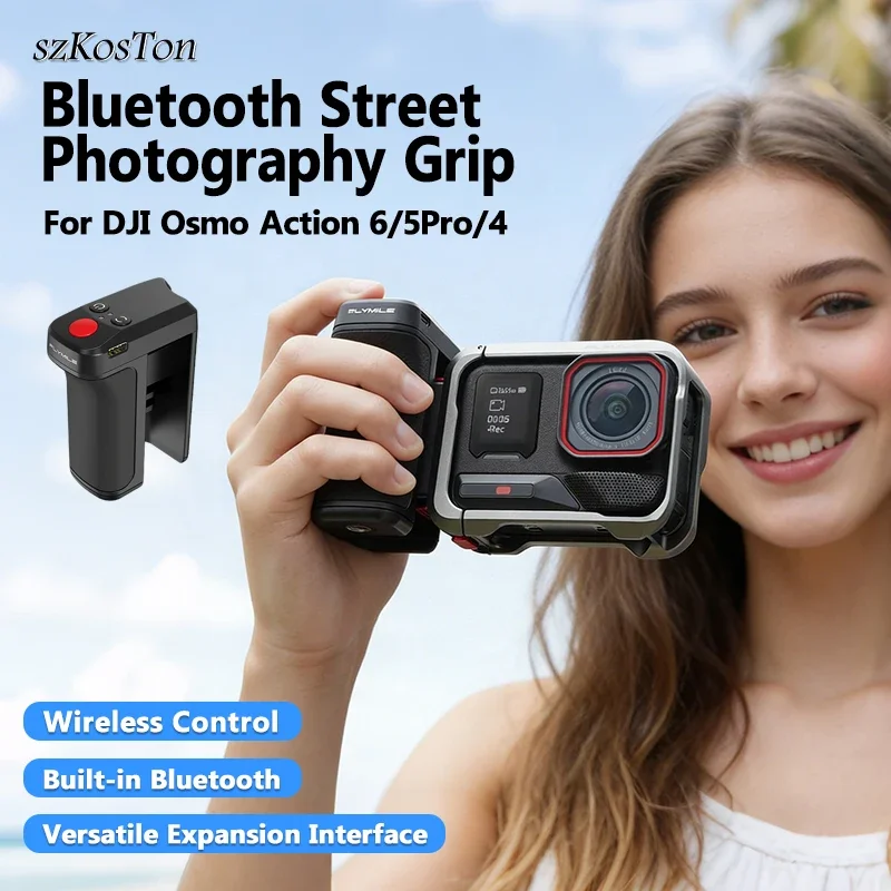Bluetooth-Fernbedienungsgriff für DJI Osmo Action 6/5pro/4 Street Photo Vlog Griffhalterung Schnellverschluss Fotografie-Zubehör