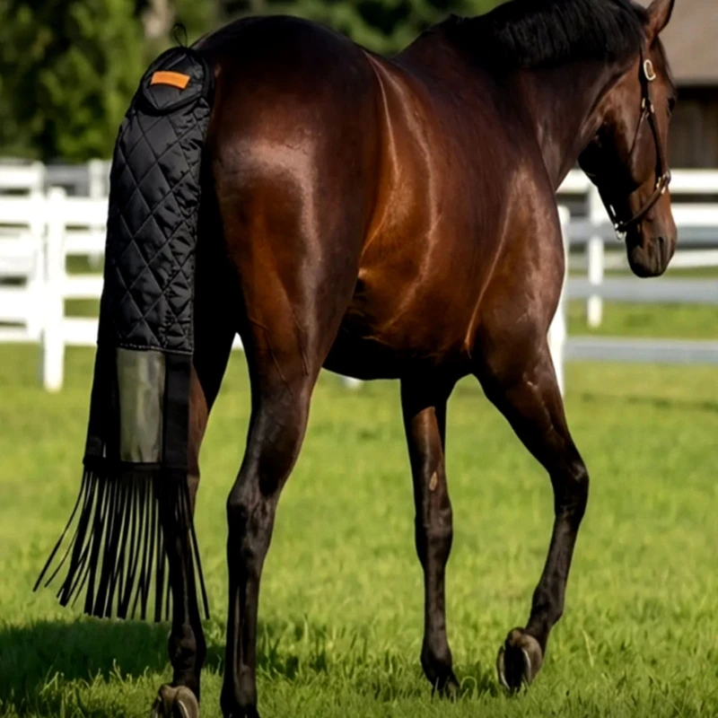 horse-tail-bag-for-daily-grooming-and-turnout-black-polyester-tail-protector-with-elastic-top-strap-full-length-cover-for-24bd