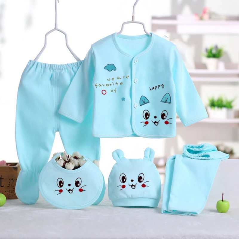 5pcs/Bag Newborn Baby Girls Boys 0-3 Month Clothing Set Breathable Clothes Cotton Cartoon Underwear