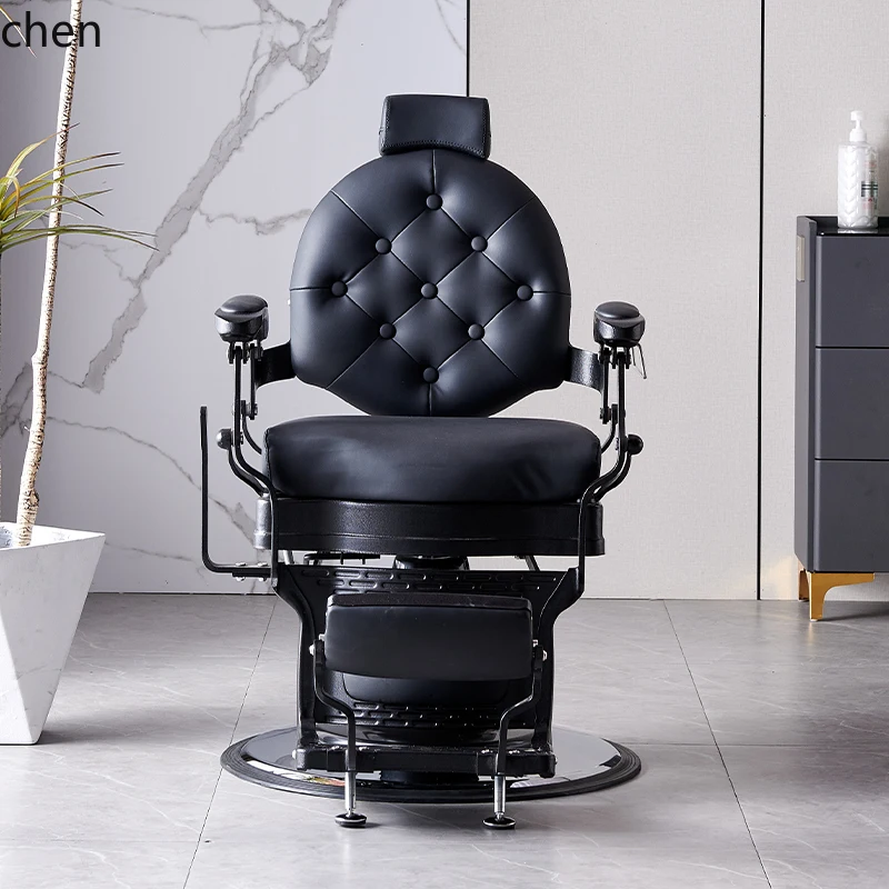 ZML barber shop chair retro oil head chair reclined shaving lift chair for hair salon