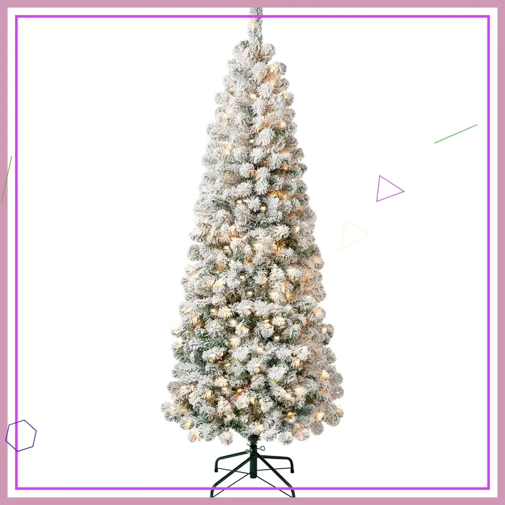 

Искусственная рождественская елка из флока длиной 6 футов с 250 прозрачными огнями, 512 советов и подставкой