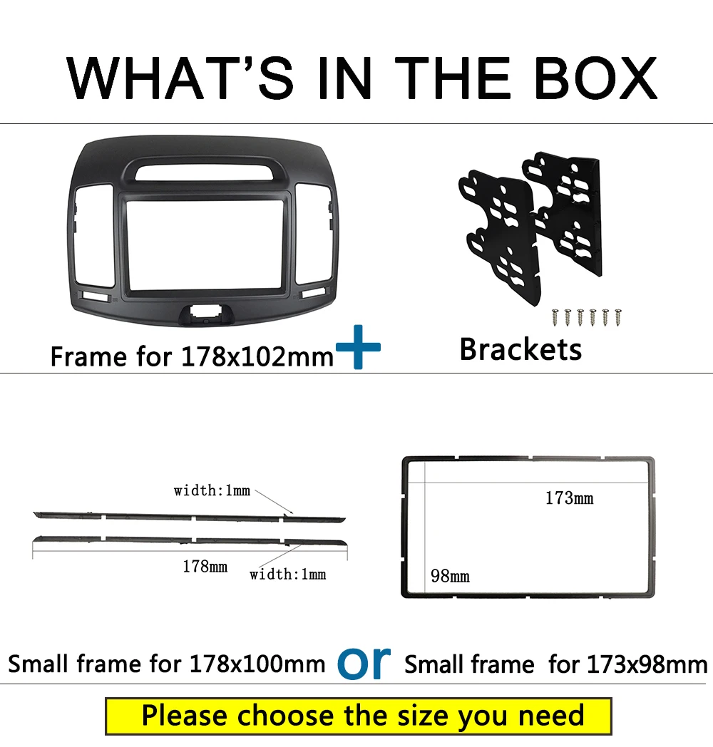 Double 2 Din Radio Fascia for Hyundai Elantra Avante 2006-2011 Left Hand Drive GPS Stereo Panel CD Trim Installation Kit Frame