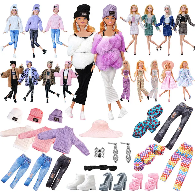 1 Pcs Fashion Dress For 1/6 Doll Daily Outfit Party Skirt Cute Gown Winter Sweater Jeans Clothes For Barbie Doll Accessories