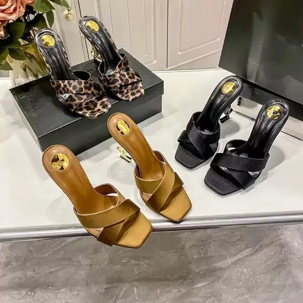 Sandalias de tacón alto con letras sexys para mujer, de verano, para exterior, transpirables, de corte bajo, a la moda, con s...