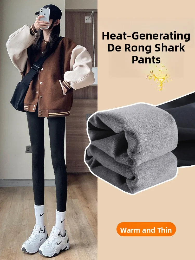 

High-Waist Fce Lined arkskin Yoga Pants Women's Autumn Winter Sports Boting Trousers Butt Lifting Casual Long Pants