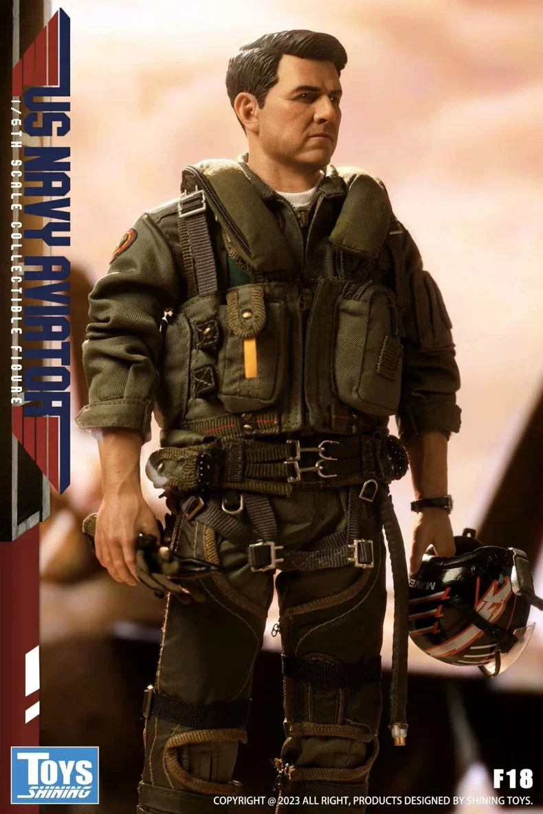 SHININIG TOYS Original 1/6 US Navy Pilot Cute Version Tom Cruise F18 Male Action Figure 12inch Full Set Male Soldier Model