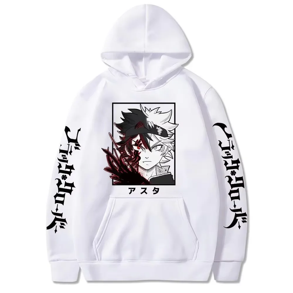 2026 New Black Clover Asta Anime Hoodie Manga Graphic Print Unisex Harajuku Oversized Sweatshirt Winter Streetwear Fan Gift Tops