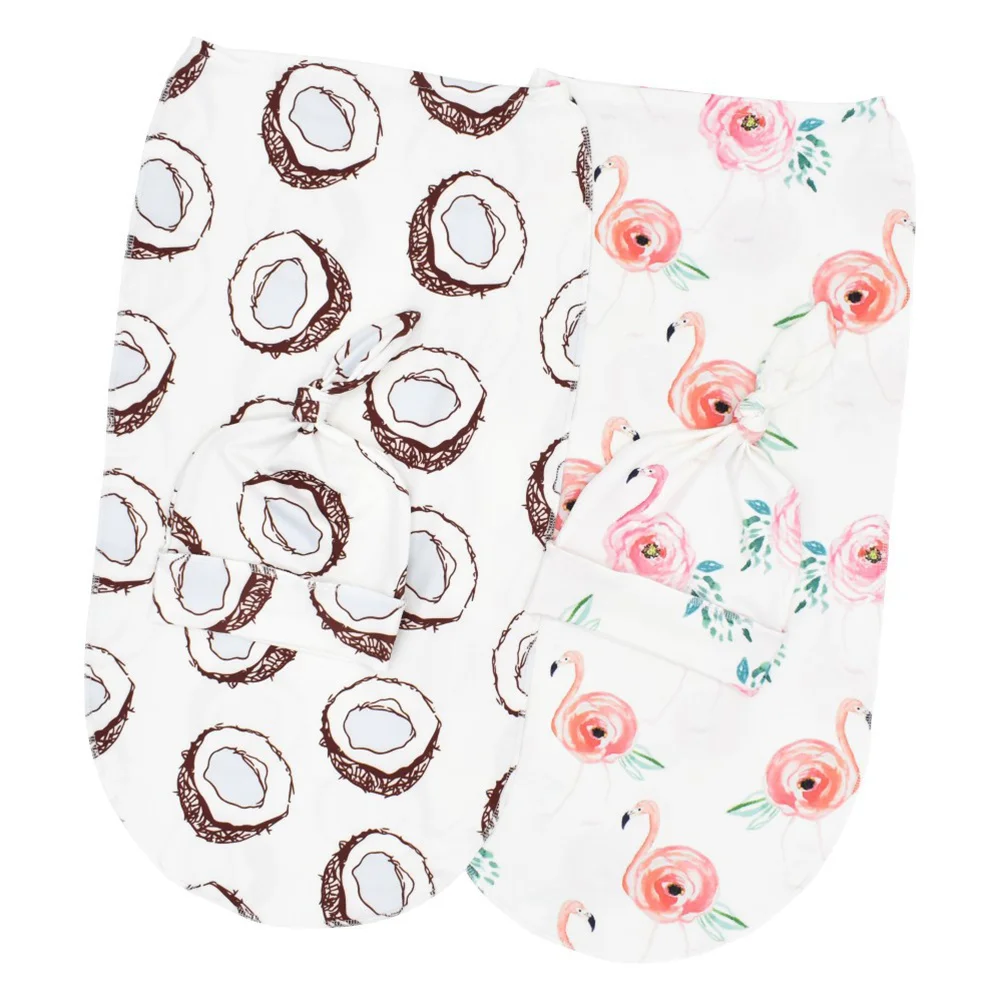 1 قطعة قماط حكيم لحديثي الولادة كيس نوم متماسك ناعم قابل للتمدد مع قبعة مثالية للتصوير الفوتوغرافي والاستخدام اليومي كيس قماط