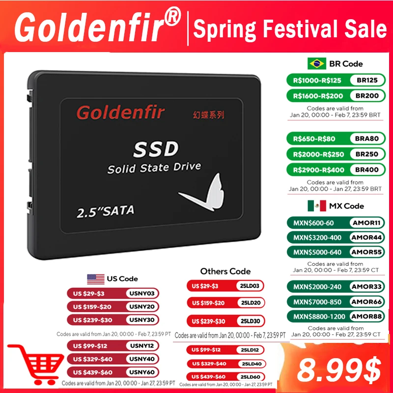 Goldenfir SSD 128gb 256gb 512gb hard disk faster then hdd hd for desktop laptop SSD 2.5inch