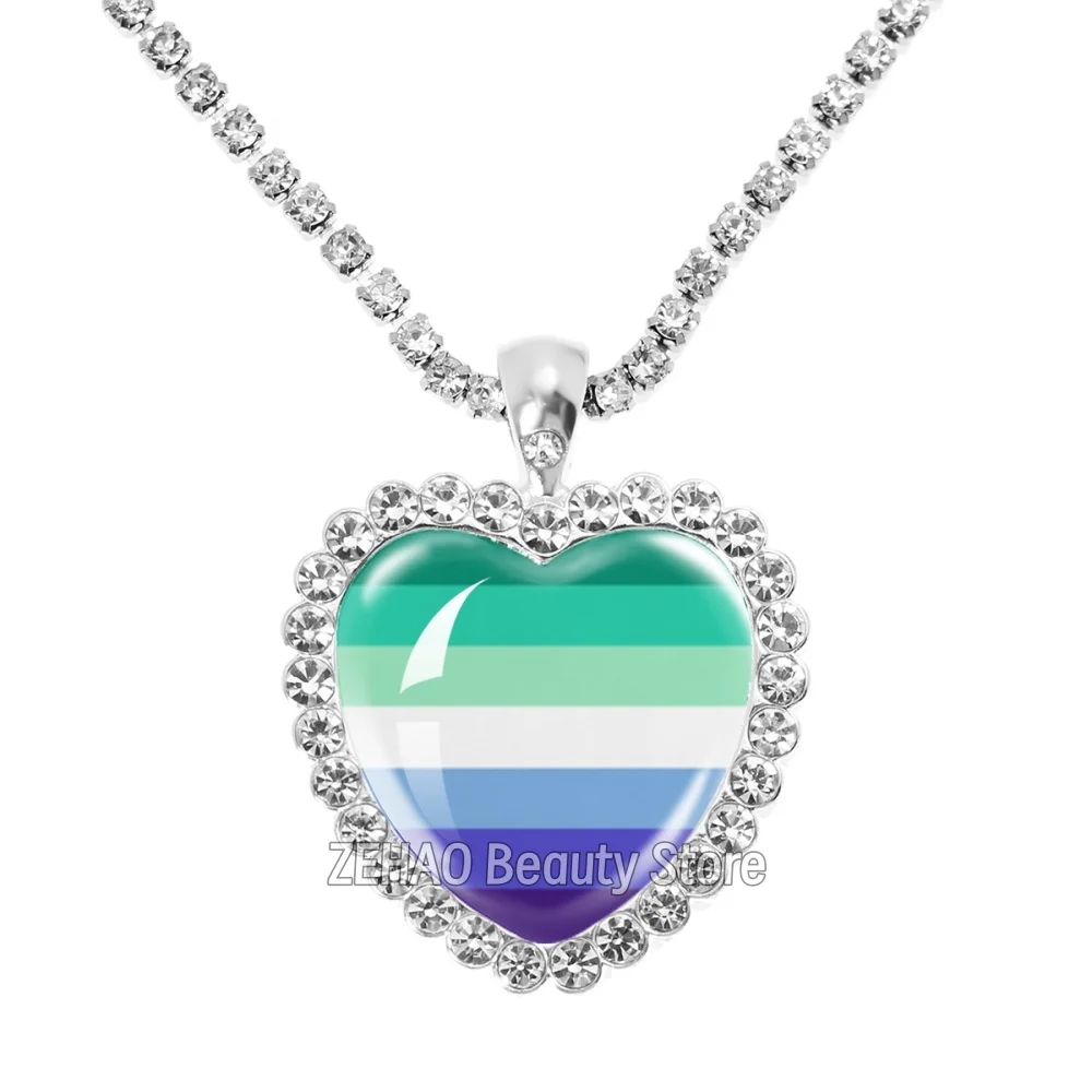 25mm MLM Gay Pride Flag necklace Jewelry Accessory Heart Necklace Fashion Jewelry Accessories Pendant LGBT For Men Gift