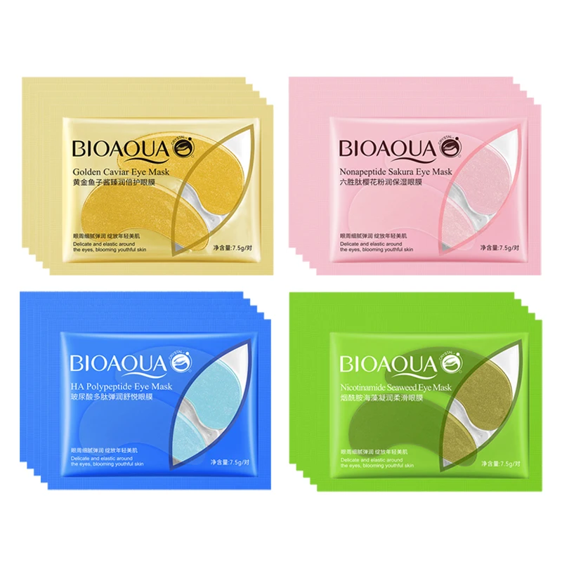 40pcs=20pairs BIOAQUA Crystal Collagen Eye Mask Moisturizing Firming Anti Dark Circle Eye Patches Sakura Skin Care for Eyes