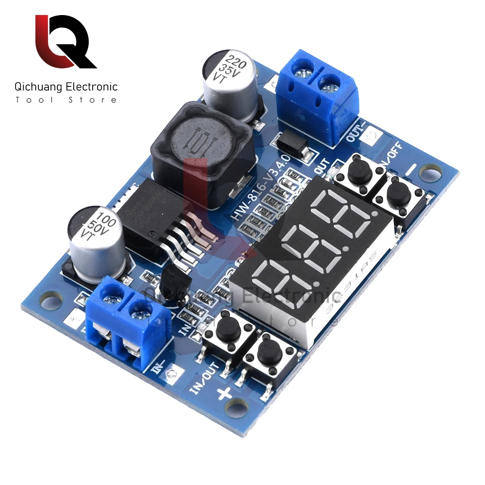 DC7-36V إلى DC0.5V-35V قابل للتعديل تنحى وحدة امدادات الطاقة LM2596 الجهد المنظم 3A مع LED الفولتميتر عرض الرقمية